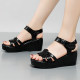 6CM sloped sandals female summer and thick -bottomed Korean version of the mother fish mouth women's shoes to increase versatile magic stick cake shoes
