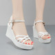 
Wedge sandals for women in summer 2025 new thick heel genuine leather open toe strap high heels fashionable thick sole Korean version