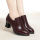 
High heels new autumn thick heels deep-mouth leather shoes without fatigue, comfortable, breathable and elegant middle-aged women's single shoes