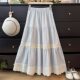 Fat mm Extra Large Size 300 Jin [Jin equals 0.5 kg] Sweet lace spliced ​​contrasting skirt for women loose high waist mid-length cake skirt 2