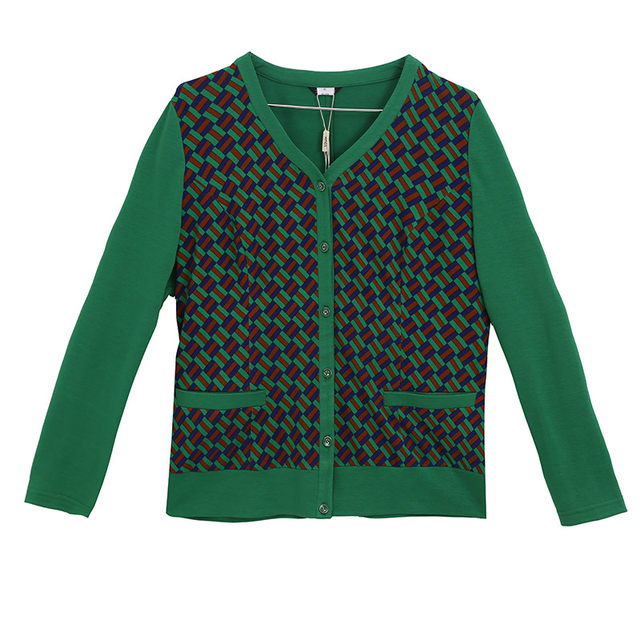 Xing's women's spring clothing new short flower coat mother's knitted top long sleeve casual short jacket for women