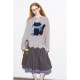 DIDDIMODA black stitching black and white plaid layer sense simple wild winter large skirt skirt female