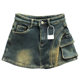 Asymmetric hot girl niche plus velvet thickened denim skirt for women 2025 autumn and winter new casual hip-pack short skirt