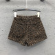 Hot girl leopard print high waist plus velvet thickened denim shorts women's 25 spring new casual and versatile base wide-leg pants