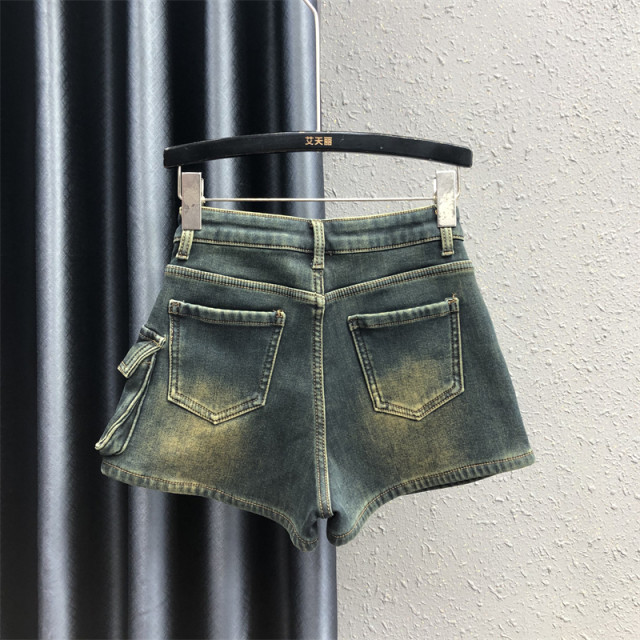 Asymmetric hot girl niche plus velvet thickened denim skirt for women 2025 autumn and winter new casual hip-pack short skirt