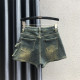 Asymmetric hot girl niche plus velvet thickened denim skirt for women 2025 autumn and winter new casual hip-pack short skirt