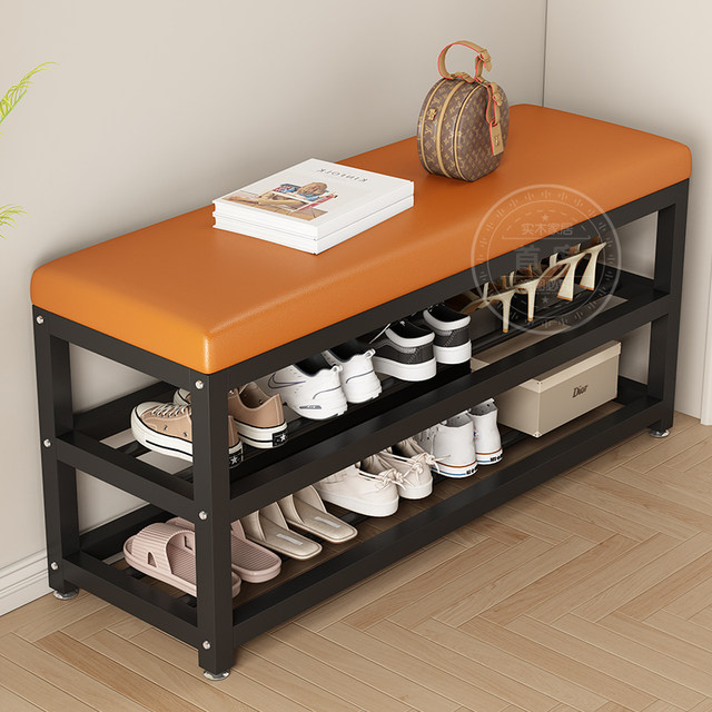 Shoe change stool for home use can sit on the shoe cabinet and sit on the stool integrated entrance door iron art light luxury high-end feel wear shoe stool entrance shoe rack