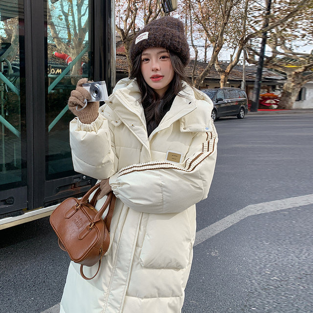 Winter Long Over-the-knee Down Cotton Jacket Solid Color Hooded Casual Cotton Jacket Fashion Slim Women Coat