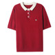 Red ice silk t-shirt women's knitted mid-sleeve top summer doll collar half-sleeved polo collar bottoming shirt fashionable spring and autumn