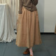 Ancient and color autumn forest women fresh loose large sling midi skirt casual and versatile elastic waist lace-up linen skirt