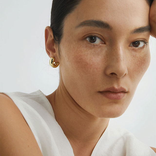 ewest popular sterling silver earrings for women simple silver earrings high-end earrings gold circle earrings light luxury earrings
