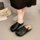 French thick-soled Birken versatile toe half-slippers for women's shoes for 2025 autumn and winter new velvet retro lazy shoes