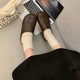 French thick-soled Birken versatile toe half-slippers for women's shoes for 2025 autumn and winter new velvet retro lazy shoes