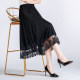 Embroidered lace spliced ​​half-length long skirt for women 2024 summer new middle-aged high-waist umbrella skirt drooping A-line large hem skirt