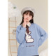 Zihan round neck loose pullover patch embroidered letter sweater for women in winter new sweet and cute rabbit casual top
