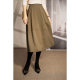 Khaki Autumn and Winter Skirt Women's Woolen Splicing Design Niche A-Line Skirt Pocket Midi-Length Skirt