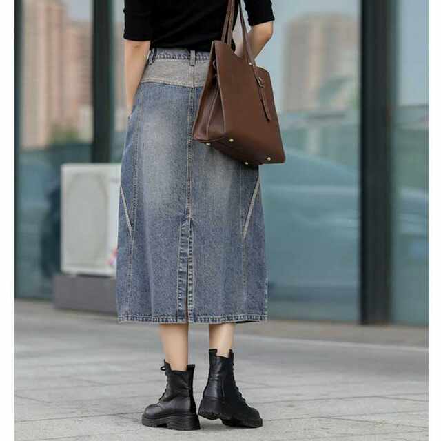 High-waisted slim and slim A-line skirt 2025 new summer retro slit casual mid-length skirt for women