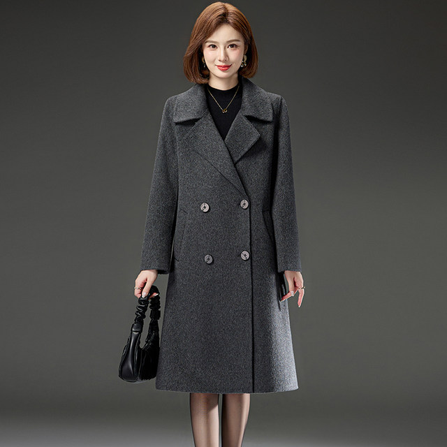 Wool coat double -sided velvet girl long thickened and increased size high -end autumn and winter new brand middle -aged mother Mao woolen jacket
