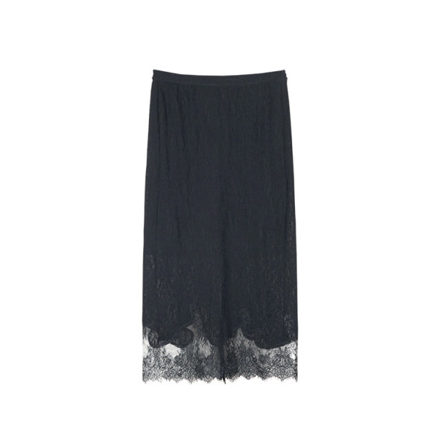 TALASA design embroidered skirt 2025 spring and summer new lace splicing retro elegant slim pencil skirt