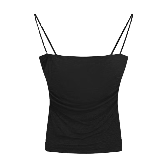 Hot girl pure pleated suspender vest for women in summer thin shoulder straps and sweet and spicy sleeveless top with chest pads

