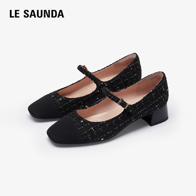 
Lairsdan's new fashionable small fragrance style splicing square toe with Mary Jane single shoes for women 5T35403