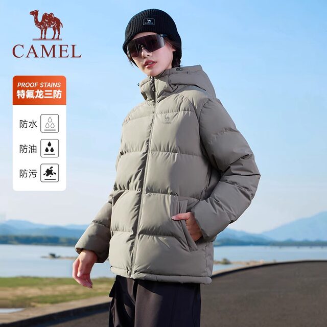Camel women's three anti -down jacket women 2024 Winter anti -splashing water and thickened warming couple bread jacket men
