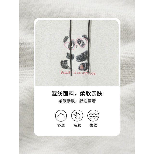 Hot air sweatshirt 2024 spring new women's cartoon printed round neck sweatshirt hooded casual street underwear top