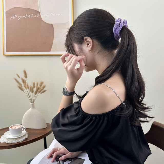 Ball head silk velvet large intestine hair tie for women, high-end, western and fashionable 2025 new style hair rope