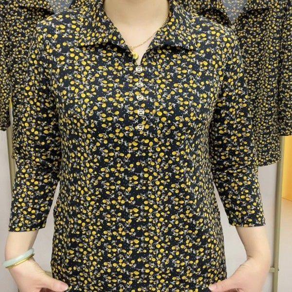 Middle-aged and elderly mothers wear spring and summer new high-end loose large size retro slimming and slimming meat-covering top