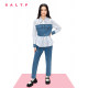 SALT.P Keyan 2024 Spring Academy Style Rebellious Denim Denim Spliced ​​Striped Shirt
