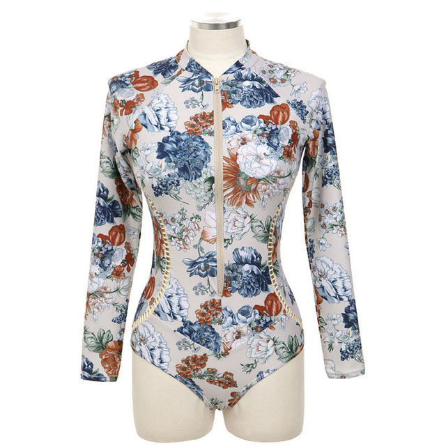 DK sunscreen conservative long -sleeved conjoined swimsuit female triangle Bikinis covered belly thin beach swimwear seaside resort