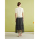 YINER special selection of 2024 summer new commuter mid-length mesh spliced ​​A-line skirt
