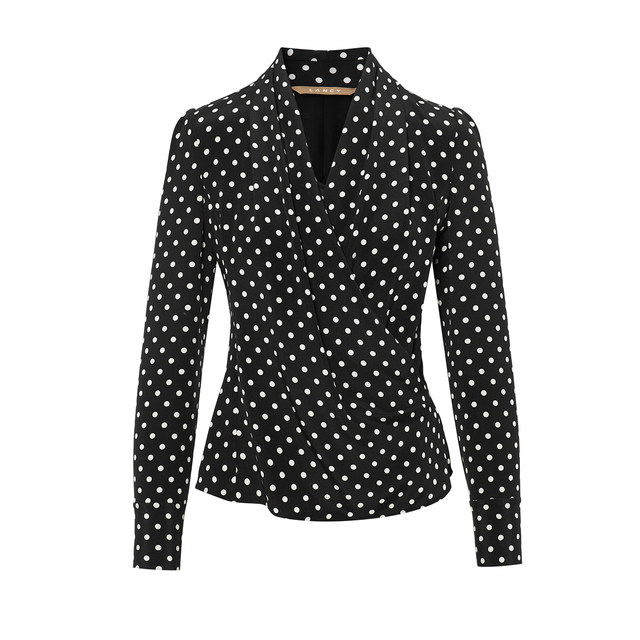 [Langzi Outlet] LANCY/Langzi Women's Clothing [Polka Dot Game] Spring New Style Shirt Women's Long Sleeve Business Commuter