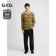 GXG men's stripe design sweater loose men's bottom shirt light casual sweater 2024 autumn new products
