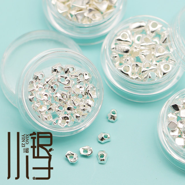 S925 Sterling Silver Seiko Press Gram, Broken Silver Slice, Polyhedral Triangle Beads DIY Braided Rope