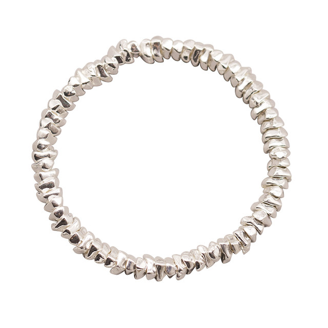 S925 Sterling Silver Seiko Press Gram, Broken Silver Slice, Polyhedral Triangle Beads DIY Braided Rope