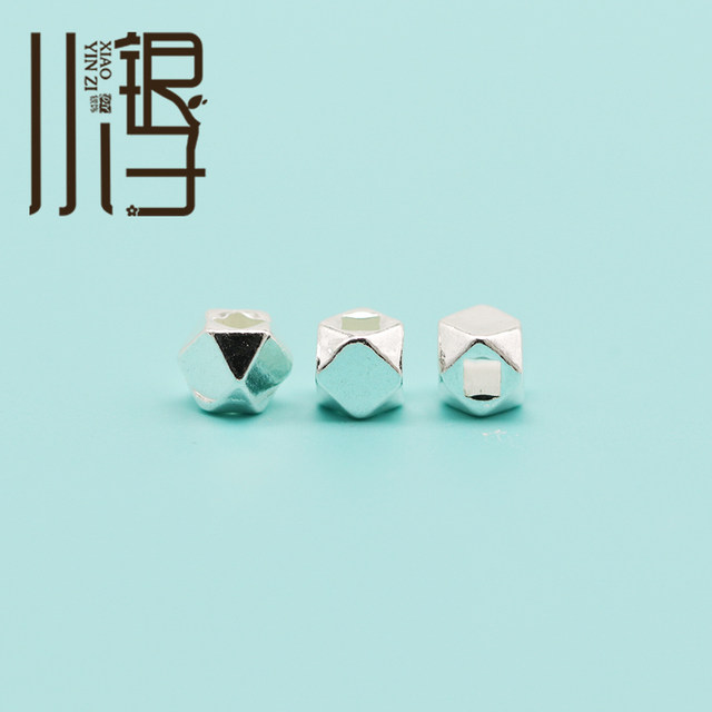 S925 Sterling Silver Seiko Press Gram, Broken Silver Slice, Polyhedral Triangle Beads DIY Braided Rope