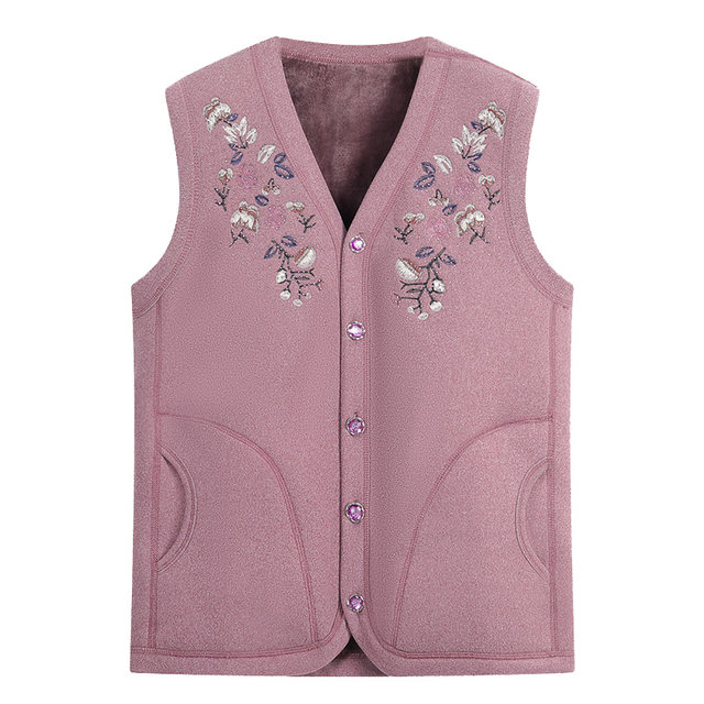 Middle-aged and elderly women's autumn and winter vests, grandma's thickened velvet vests, mother's winter style vests for the elderly, cardigans
