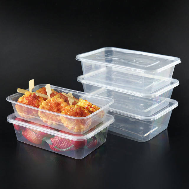 Round disposable lunch box rectangular takeaway pack box lunch box thick food -grade PP merchant with soup bowl and cover
