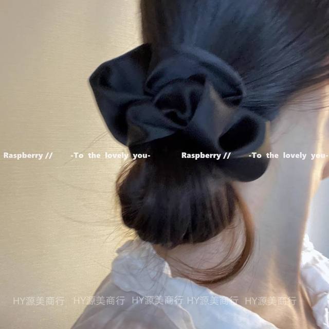 French satin polka-dot ruffle hair tie, high-end hair tie, high-elastic ponytail hair rope, elegant head flower