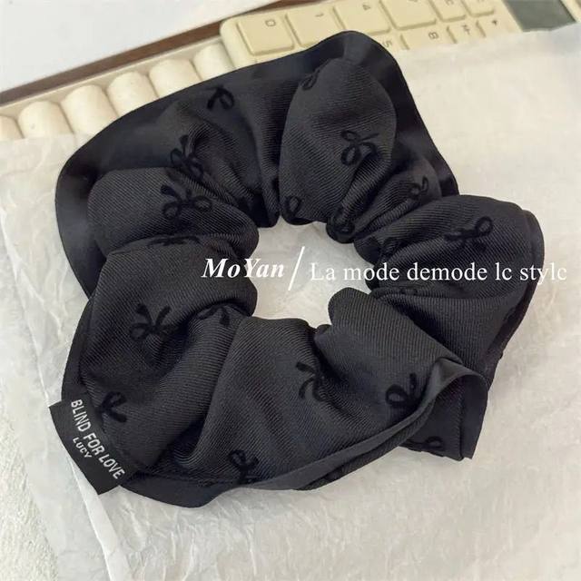 Hair circle large intestine Korean style high-end flocking bow female temperament bun hair rope high elastic head rope rubber band