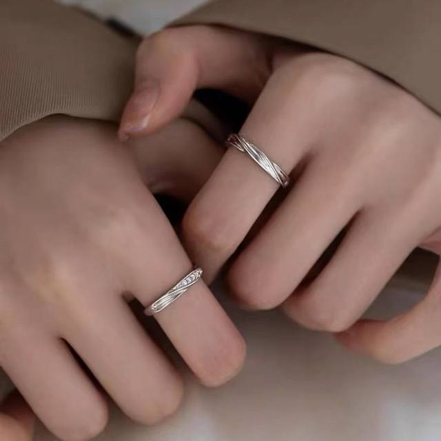 Plain ring open ring pair s925 silver Mobius couple adjustable ring for men and women 520 gift