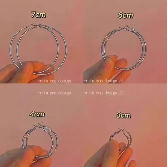 Exaggerated earrings, rings, large steel rings, earrings, minimalist style, fashionable earrings, rings, earrings, ultra-fine, large diameter