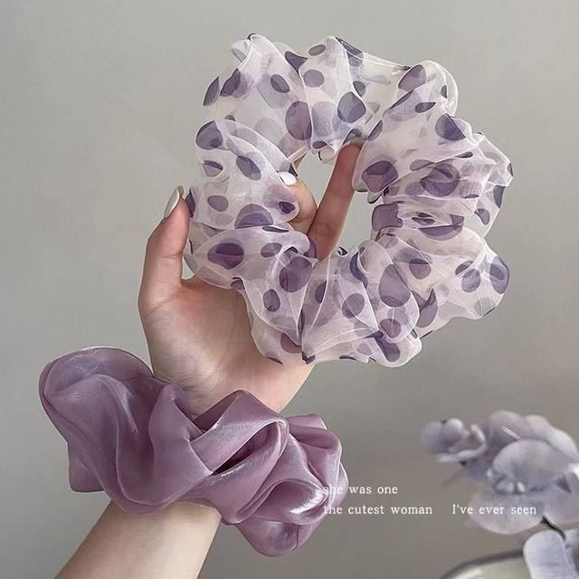 Autumn and winter purple polka dot large intestine hair tie