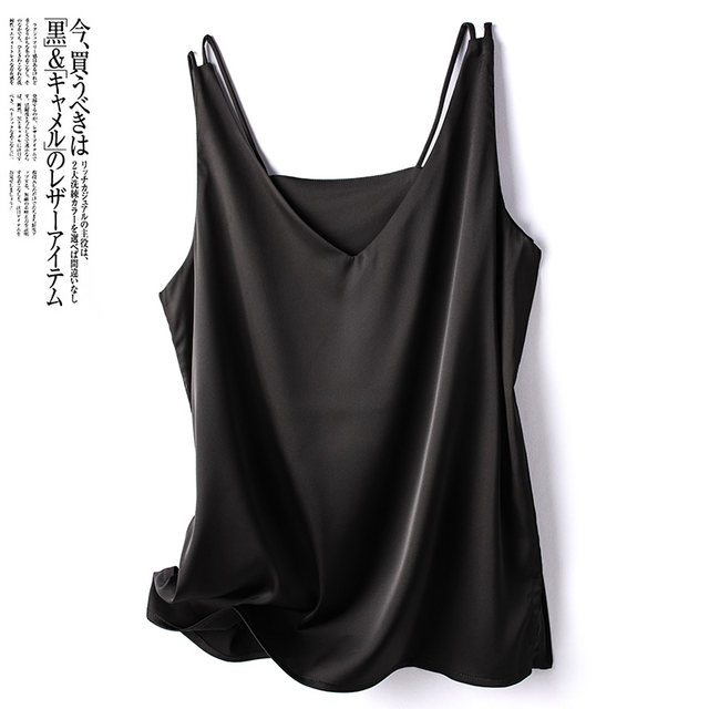 Suit and suspender vest for women with inner layer base imitation silk imitation mulberry silk satin beautiful back and outer wear sexy sleeveless