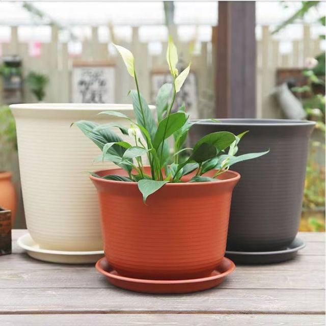 Durable plastic household resin flower pot green plants large courtyard indoor ceramic extra large living room balcony desktop
