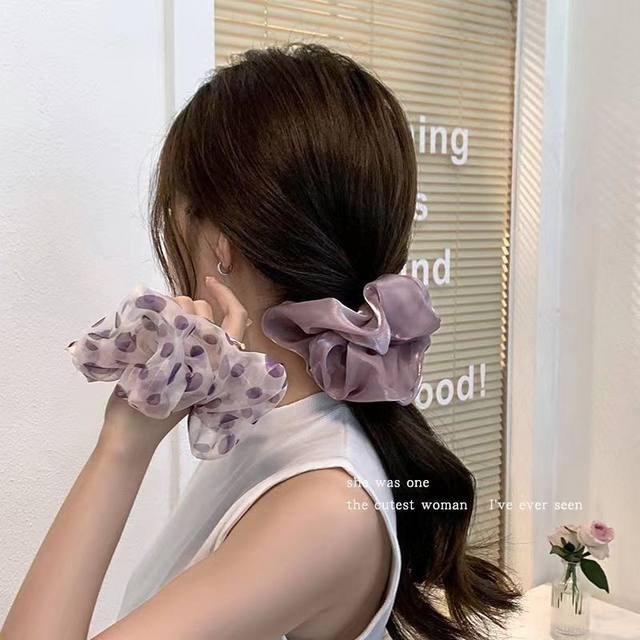 Autumn and winter purple polka dot large intestine hair tie