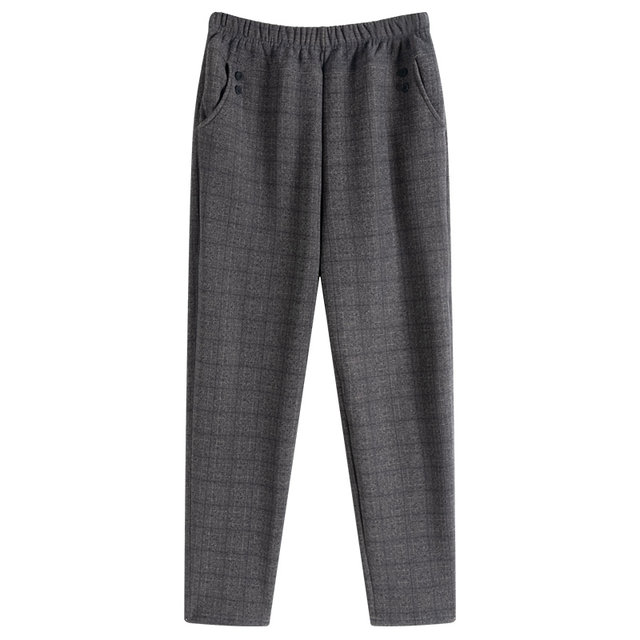 Middle-aged and elderly women's pants autumn style mother's pants women's winter style velvet thickened casual trousers spring and summer style sherpa