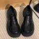 Round toe thick sole British loafers women's 2025 new retro versatile jk formal shoes black thick heel small leather shoes