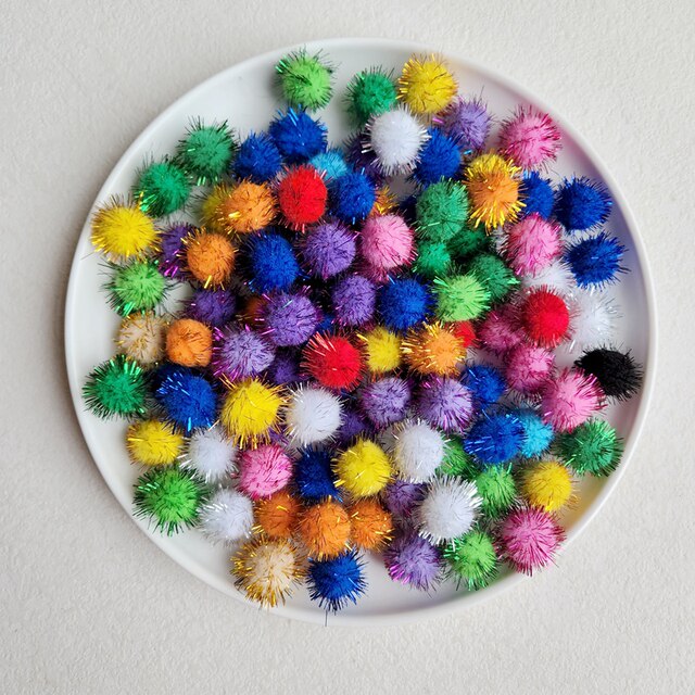 High-stretch colored small hair ball DIY children's creative handmade pom ball ornament material macaron count Christmas